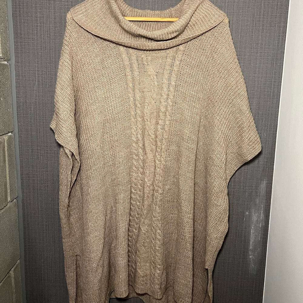 Faded Glory tan boho poncho sweater